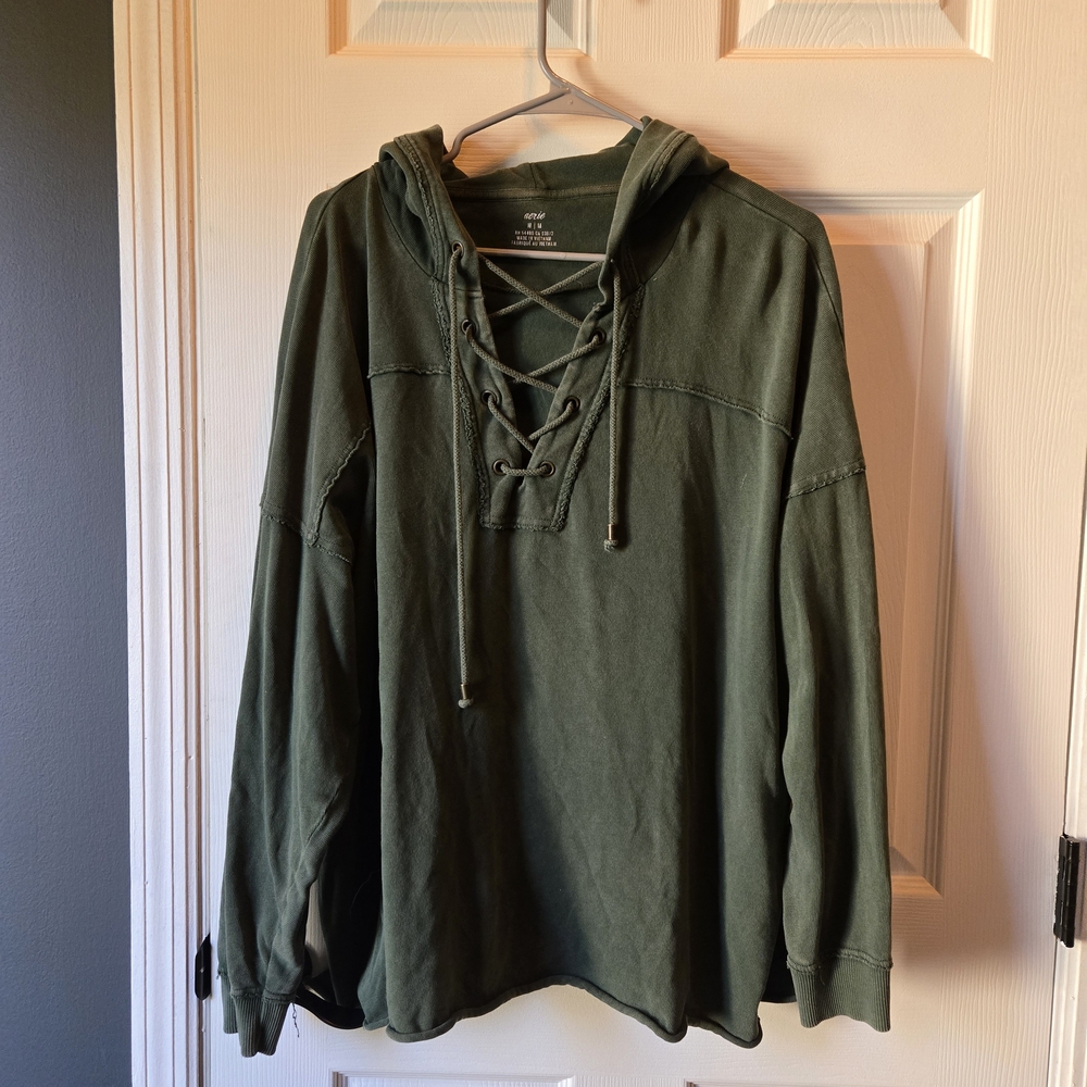 Olive Green Lace-Up Hoodie
